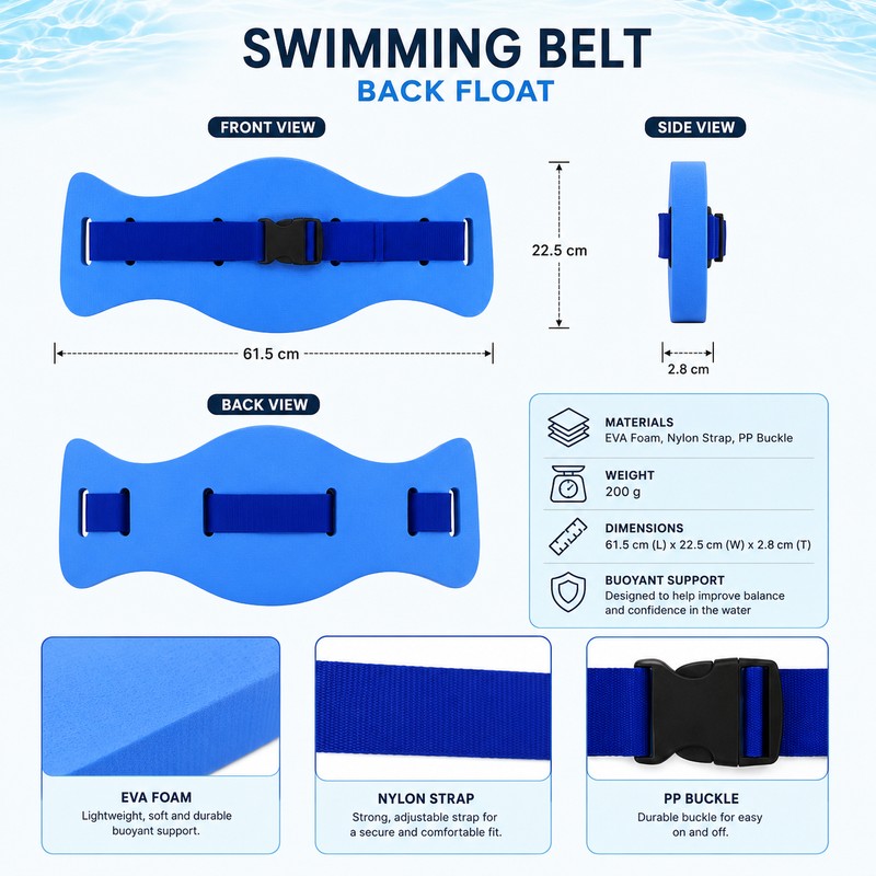 Adjustable Swim Back Float Belt for Training – EVA Buoyancy