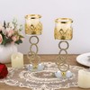 OwnMy Set of 2 Gold Crystal Glass Tealight Candlestick Holders