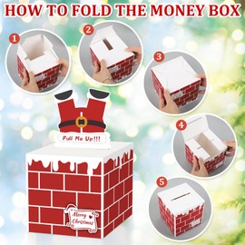 Christmas Money Box for Cash Gift Pull, Money Holder for Cash Gift, Surprise Gift Box for Money Christmas DIY Set, Funny Ways to Give Money as a Gift for Kids Adults (Chimney)