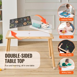 Happybuy Sensory Table for Toddlers, Kids Activity Table with Double-Sided Tabletop & Non-Slip Feet, Wooden Sensory Table for Drawing, Studying, Indoor/Outdoor Use, Ideal Gift for Boys & Girls