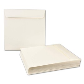 NEUSER PAPIER 10x square envelopes 19 x 19 cm, opal white - wet glue, strong quality 120 g/m² - square envelopes for invitation cards