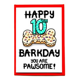 Birthday Card For The Dog, Tenth Birthday Card For Fur Baby, Furry Child, Puppy, Family Pet, 10th Barkday,