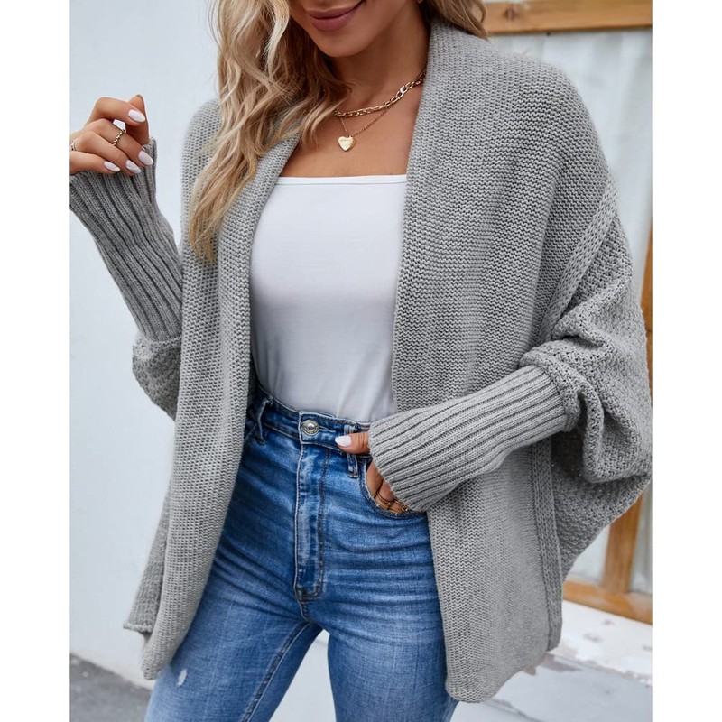 OKSakady Women's Knitwear Plain Batwing Sleeve Pullover Cardigan Collar with