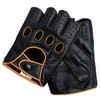 Riparo Mens Genuine Leather Reverse Stitched Half-Finger Driving Motorcycle Gloves