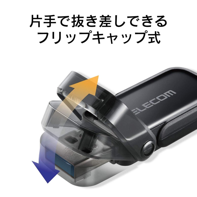 Elecom MF-FCU3032GBK 32GB USB 3.0 3.1 (Gen1) No Loss Cap