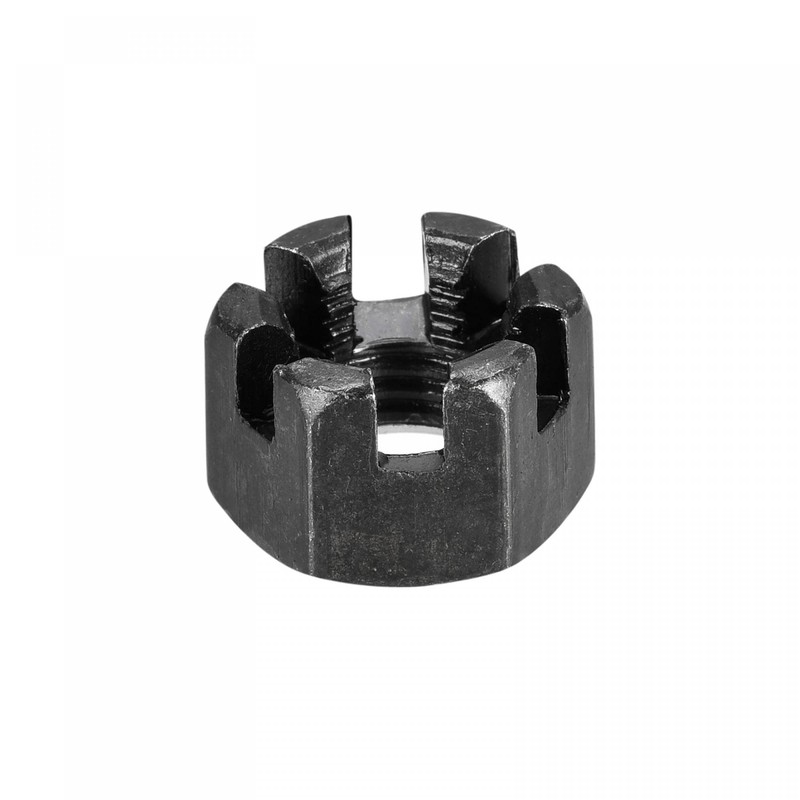 sourcing map M12x1.5mm Hexagon Slotted Nut, Grade 4.8 Carbon Steel