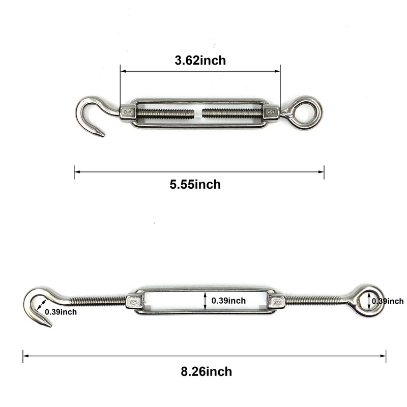 HEVERP M6 Stainless Steel Hook & Eye Turnbuckle, O to