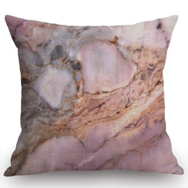 Swono Pink Marble Decorative Throw Pillow Cover Case,Marble Cotton Linen Outdoor Pillow Cases Square Standard Cushion Covers for Sofa Couch Bed Car 18x18 inch