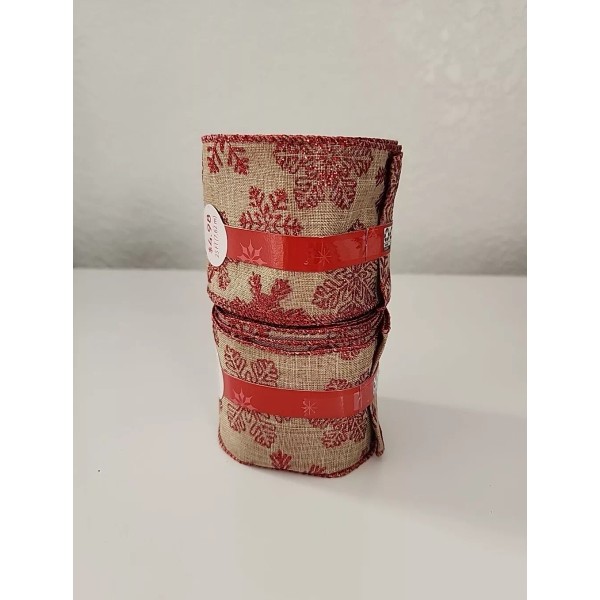 Walmart 2 Rolls Of Red Snowflake Brown Christmas Ribbon Wired