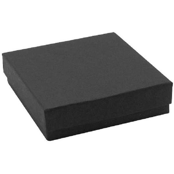 12 Pack Cotton Filled Black Matte Paper Cardboard Jewelry Gift and Retail Boxes 3 X 3 X 1 Inch Size by R J Displays