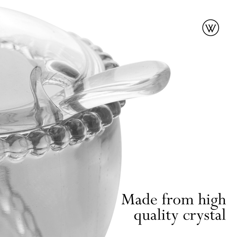 WOLFF Pearl Crystal Beaded Sugar Bowl with Lid and Spoon,