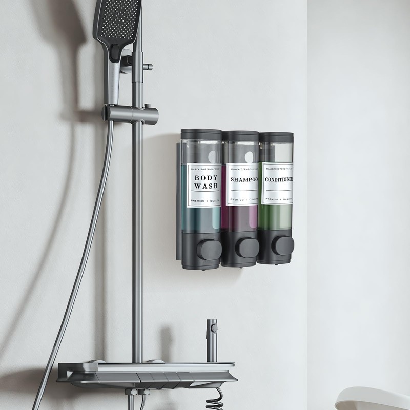 Shower Soap Dispenser Wall Mounted No Drill Shampoo Dispenser for