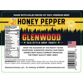Glenwood Jerky 10oz Bag Moist and Tender Beef Jerky (Honey Pepper)