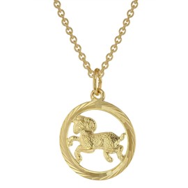 trendor Star Sign Aries Gold 333 Pendant Diameter 16 mm + Necklace Zodiac Sign Elegant Necklace Made of Real Gold for Women, 75940-04, Gold