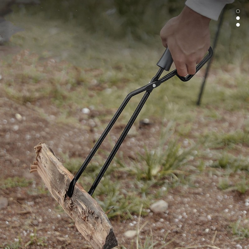 Fire Tong Insulated Wooden Handle Enhanced Grip Log Grabber Firewood