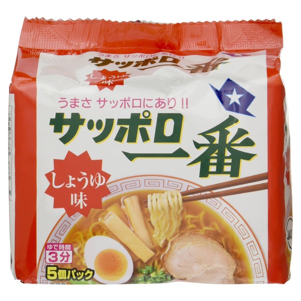 Sanyo Foods Sapporo Ichiban Soy Sauce Flavor, Pack of 5