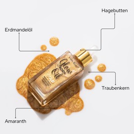 CareBear – Körper-Glühöl 50 ml, Trockenöl, schimmerndes Körperöl, flüssiges Luminizer-Glitzeröl – seidig glänzende, strahlend glatte Haut, für Gesicht, Körper, Beine (Gold) (Gold)