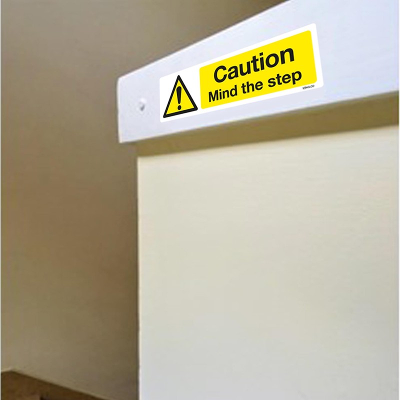 Pack of 2 Caution Mind the Step Sign, 200x60, Warning
