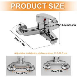 Shower Mixer Tap, Single Lever Bath Tap, Mixer Tap for Shower Wall Mounting, Shower Mixer Tap with Ceramic Valve Core, Chrome Tap Shower with G ½ Spout