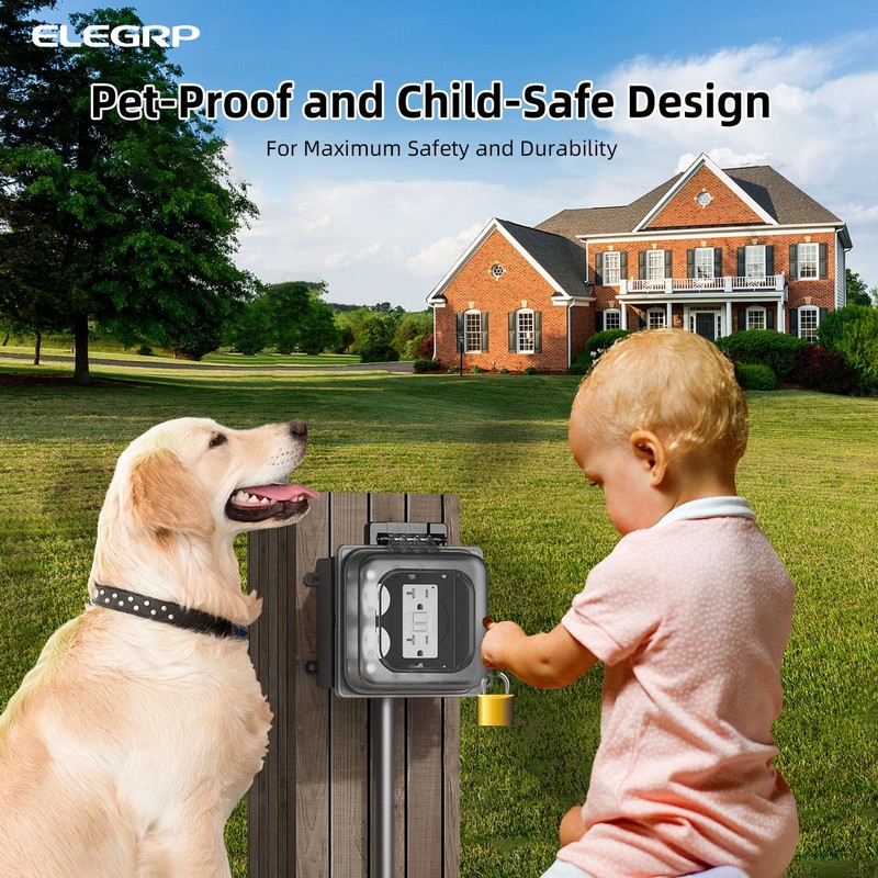 ELEGRP 2-Gang Weatherproof Outdoor Outlet Cover, Extra-Duty Clear In-Use Outlet