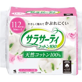 sarasa-texi Cotton 100 Panty Liner Natural Rose Scented 112 Pieces