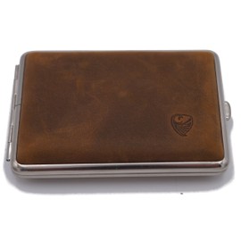 Germanus pill box case, made in Germany, large, brown