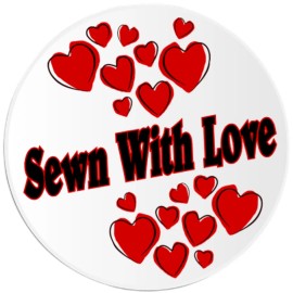 Kiwi Gifts Sewn With Love - 3 Pack Circle Stickers 3 Inch - Hearts Gift Present Seamstress