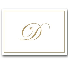 Gold Embossed Initial Note Cards Letter D Boxed Set of 8 Cards and Envelopes