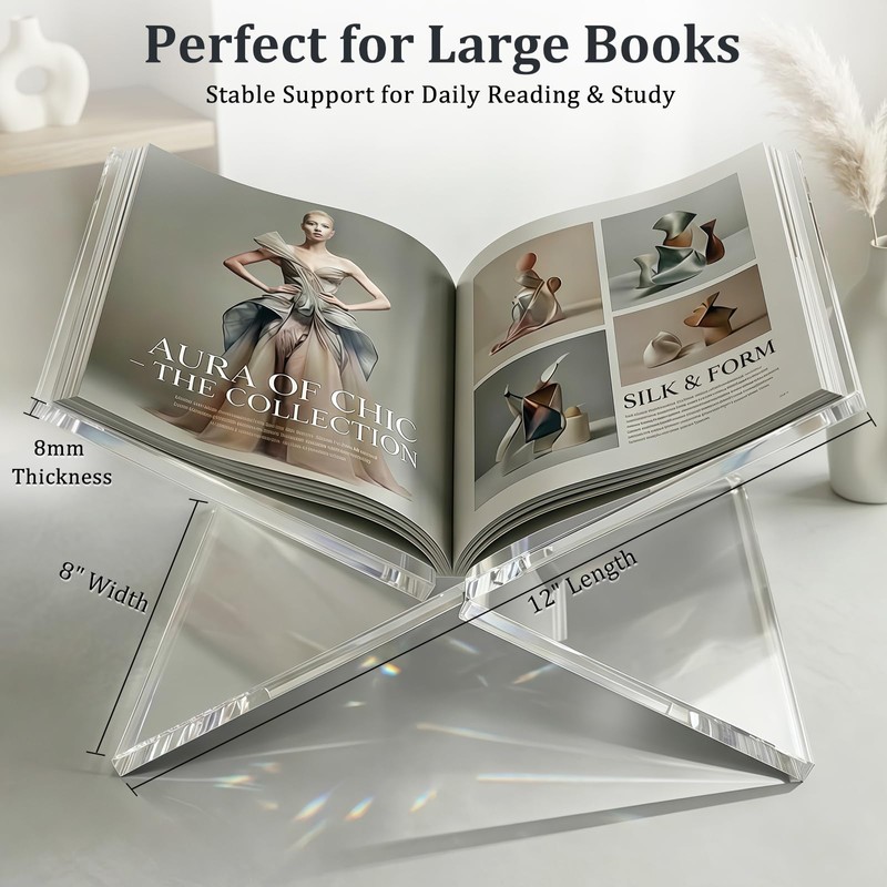 Clear Acrylic Book Stand, 12 x 8 x 6 in