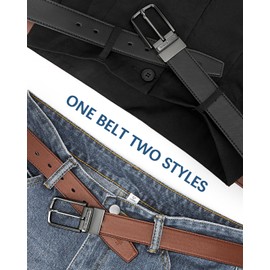 BOSTANTEN Belt Men Leather Reversible Belts for Men 1 3/8" for Casual Golf Dress Pants, Two-in-One Belt Gift