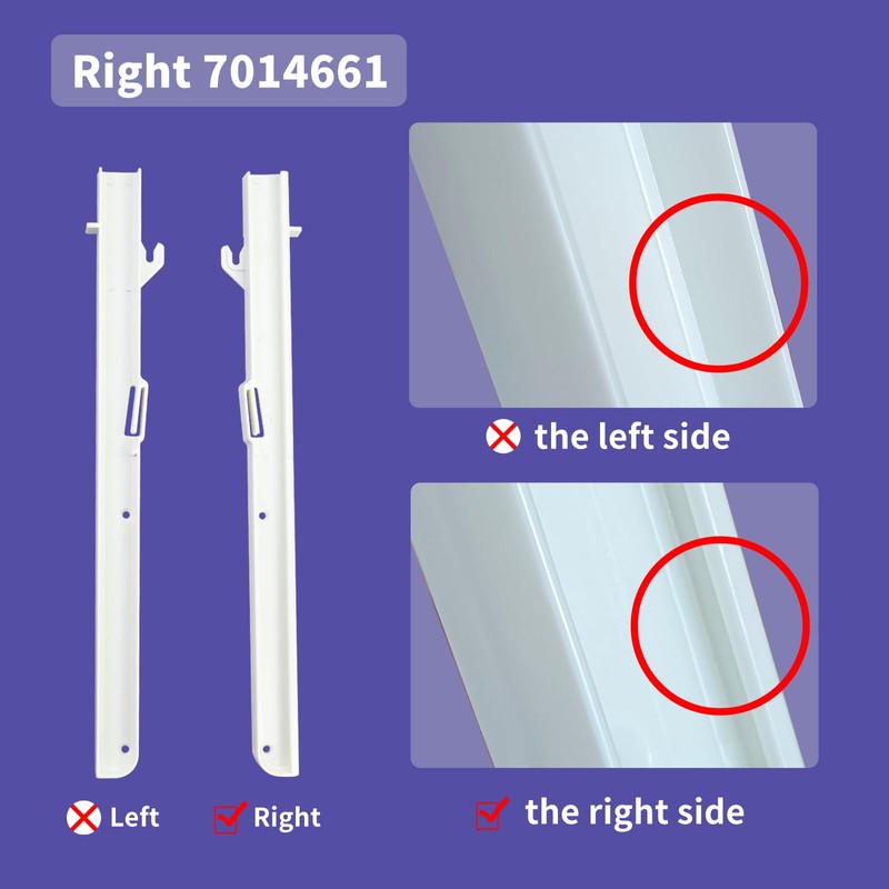 7014661 Right Freezer Ice Bin Slider Rails Compatible with Sub