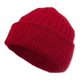 NOVICA Artisan Handmade 100% Alpaca Knit Hat Crimson Red Soft Cable from Peru Wool Accessories Hats ' Comfy in Red'