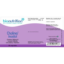 Bio Nutrition Choline 250mg / Inositol 250mg : Sleep, Mood and Memory Supplements : 90 vegi-tabs