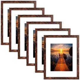 SESEAT 11x14 Picture Frames Rustic Brown Display Pictures 8x10 With mat or 11x14 Prints Without Mat, Wall Mounting, 6PCS