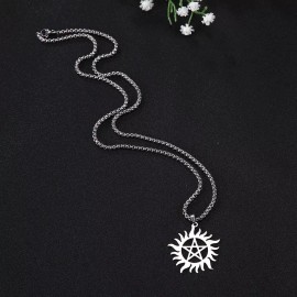 Jextech Collar Sol Y Estrella Acero Pentagrama Amuleto Regalo