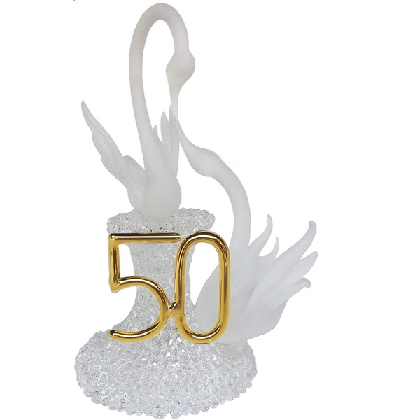 50th Anniversary Wedding Cake Topper with Swans