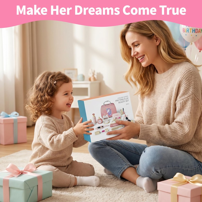 Unicorn Themed Pretend Play Makeup Kits for Girls 3-5 Year