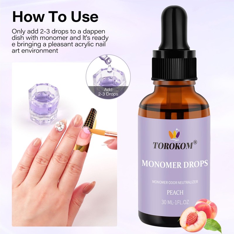 TOROKOM Monomer Odor Neutralizer: 30 ml Peach Scent Odor Out