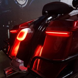 LED Saddlebag Tail Light with Running Brake Light and Sequential Turn Signal Lamp Fit for Harley Touring Street Glide Road King Road Glide Electra Glide Ultra Limited 2014-2023 (Black Lens)