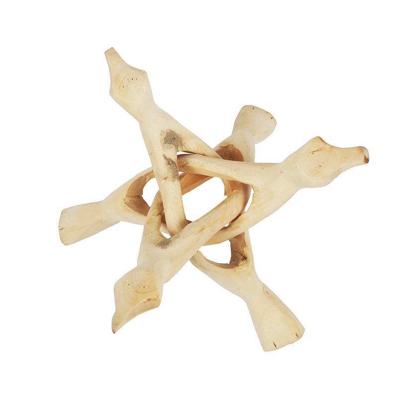 Indian Consigners Cobra Wooden Tripod Stand (Natural, 6 Inches)