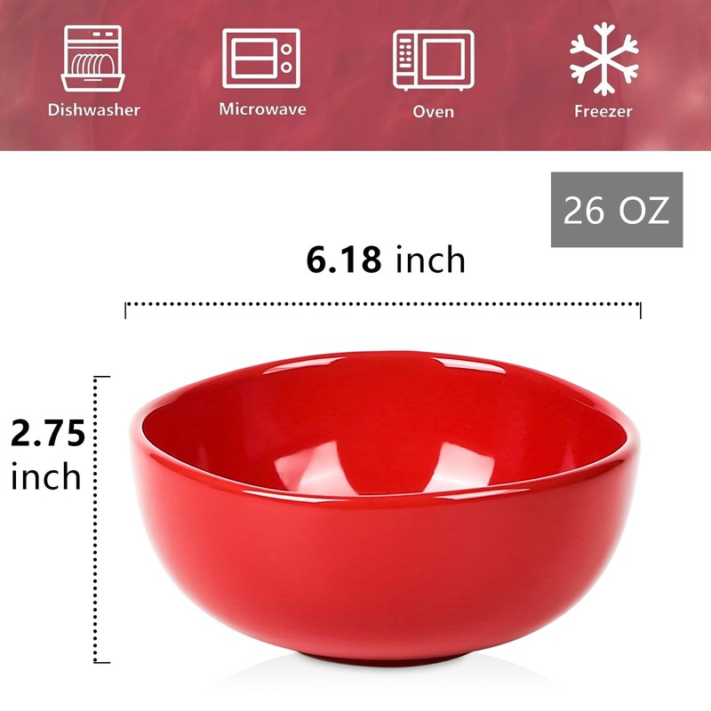 vicrays Ceramic Cereal Bowls Set - Porcelain 26 Ounce Soup