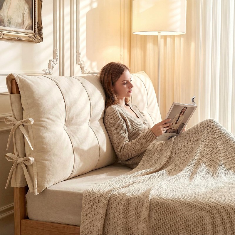 Tegeme Headboard Cover with Tie Straps Full-Cover Large Thicken Bed