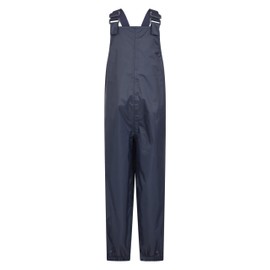 Mountain Warehouse Pakka Kids Waterproof Dungarees - Overtrousers with Taped Seams & Packaway Bag, Boys & Girls - Autumn Winter Wet Weather, Walking, Outdoors & Camping Navy Baby Size 12-18 Months