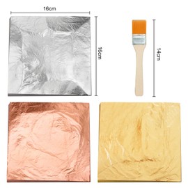 KINNO Gold Leaf Sheets,Multipurpose Gold Leaf for Gilding, Art, Silver Leaf Sheets for Crafts, Resin Art, Furniture, Canvas, Decorating,300 Sheets 16 x 16 cm Gold Leaf Kit