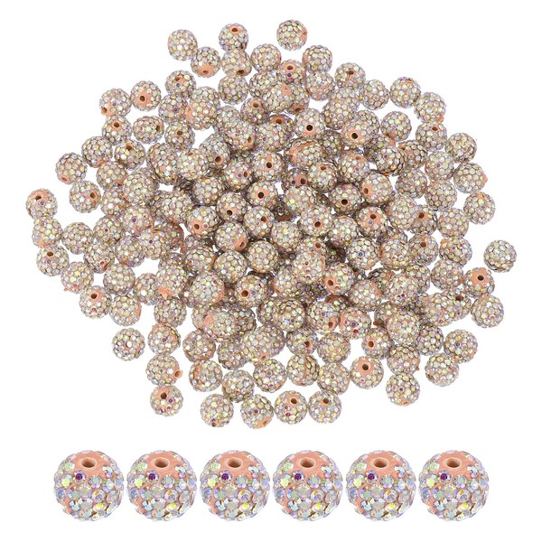 PATIKIL 200 Pcs Rhinestone Beads for Jewelry Making, 10mm Shiny
