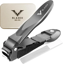 Blazev Nail Clippers, Premium Set with File Included, Stainless Steel, Sharp, Splatterproof, Convenient for Families, Gunmetal Premium Black, Popular Gift