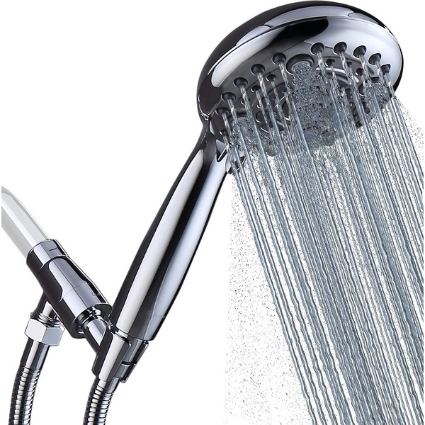 Handheld Shower Head High Pressure 6 Spray Settings, Detachable Hand Held Showerhead 4.9" Face with 70‘’ Extra Long Stainless-steel Flexible Hose and Metal Adjustable Bracket