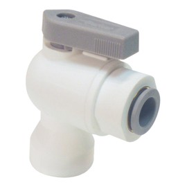 Parker LFPP4VFE4 Ball Valve, Tube to Female Pipe, Polypropylene, Push-to-Connect 90 Degree Elbow, 1/4"