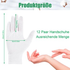 Newofview 24 Pairs Cotton Gloves, White, Moisturising Gloves, Cotton Gloves for Moisturising, Cosmetics, Hand Spa Treatment, Inspection, Serving Handsc