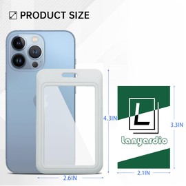 1 Pcs ID Badge Holder with Double-Sided Windows Vertical Hard Plastic Case White Card Protector Pouch for Office School ID Credit Cards Proximity Key Cards Driver’s Licenses and Passes